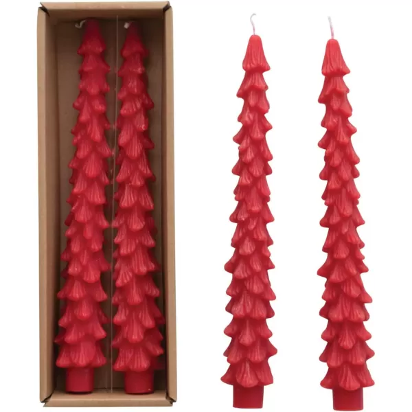 imageCreative CoOp Unscented Textured Tree Shaped Taper Candles in Box Pewter Color Set of 2Holly Berry