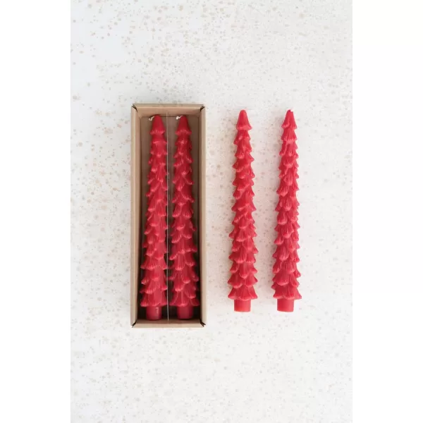 imageCreative CoOp Unscented Textured Tree Shaped Taper Candles in Box Pewter Color Set of 2Holly Berry