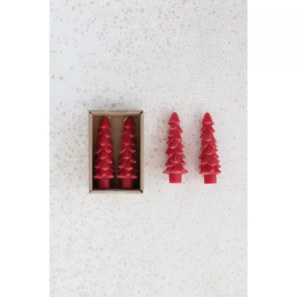 imageCreative CoOp Unscented Textured Tree Shaped Taper Candles in Box Pewter Color Set of 2Holly Berry