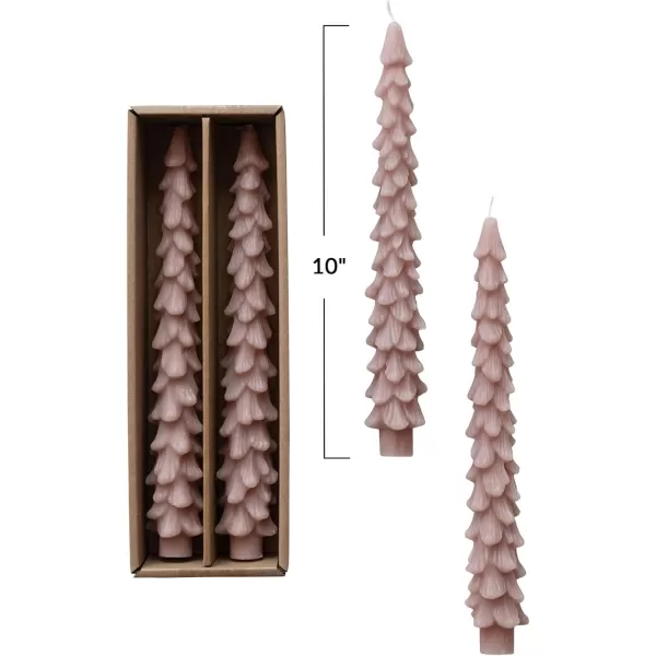 imageCreative CoOp Unscented Textured Tree Shaped Taper Candles in Box Pewter Color Set of 2Khaki