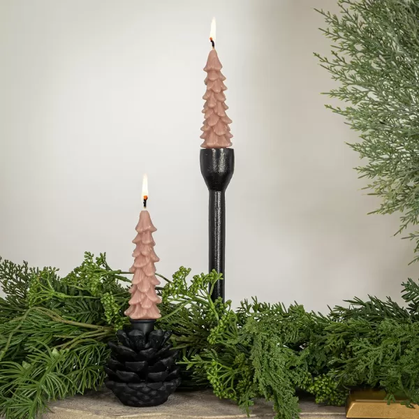 imageCreative CoOp Unscented Textured Tree Shaped Taper Candles in Box Pewter Color Set of 2Khaki