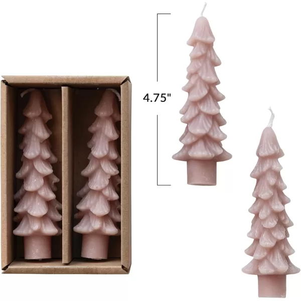 imageCreative CoOp Unscented Textured Tree Shaped Taper Candles in Box Pewter Color Set of 2Khaki