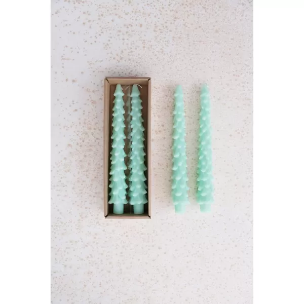 imageCreative CoOp Unscented Textured Tree Shaped Taper Candles in Box Pewter Color Set of 2Mint