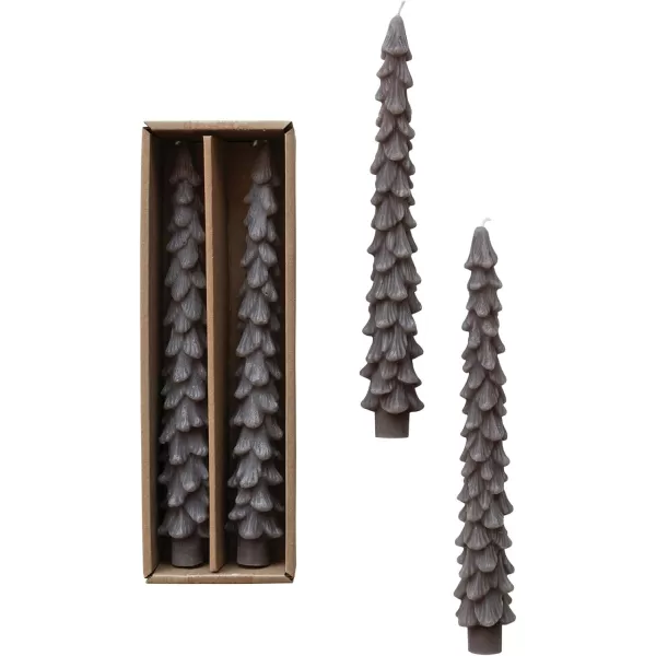 imageCreative CoOp Unscented Textured Tree Shaped Taper Candles in Box Pewter Color Set of 2Pewter