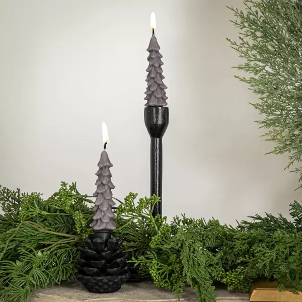 imageCreative CoOp Unscented Textured Tree Shaped Taper Candles in Box Pewter Color Set of 2Pewter
