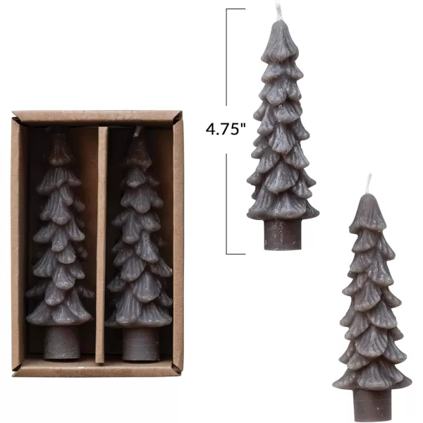 imageCreative CoOp Unscented Textured Tree Shaped Taper Candles in Box Pewter Color Set of 2Pewter
