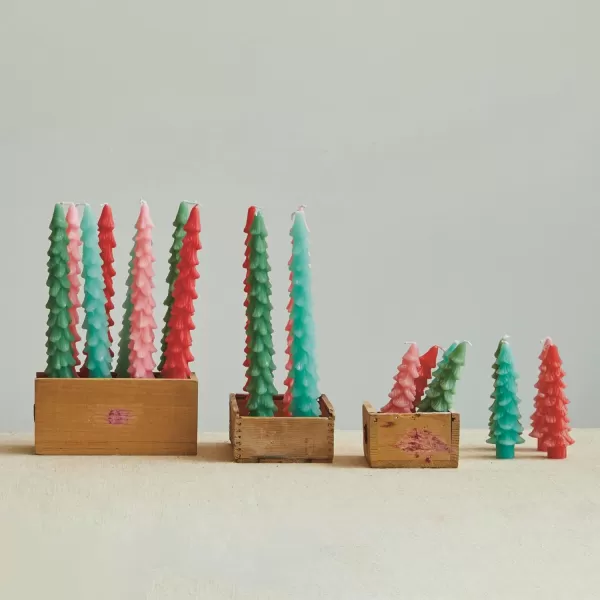 imageCreative CoOp Unscented Textured Tree Shaped Taper Candles in Box Pewter Color Set of 2Pewter