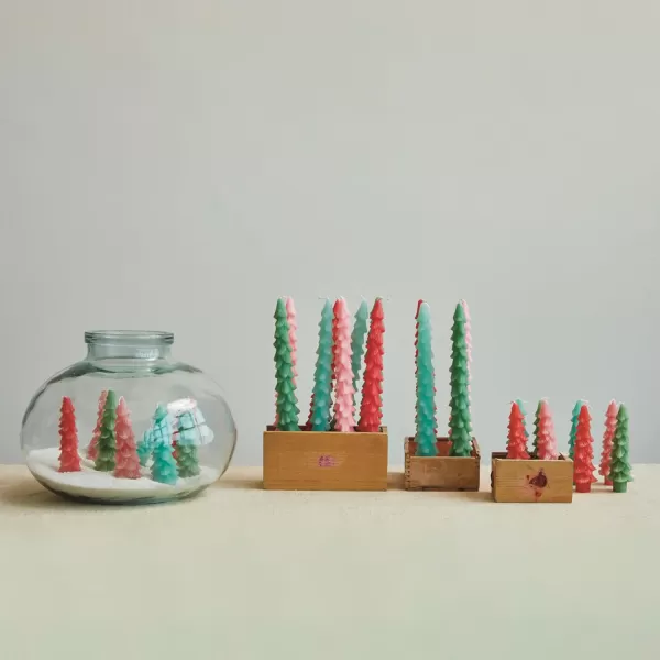 imageCreative CoOp Unscented Textured Tree Shaped Taper Candles in Box Pewter Color Set of 2Pewter