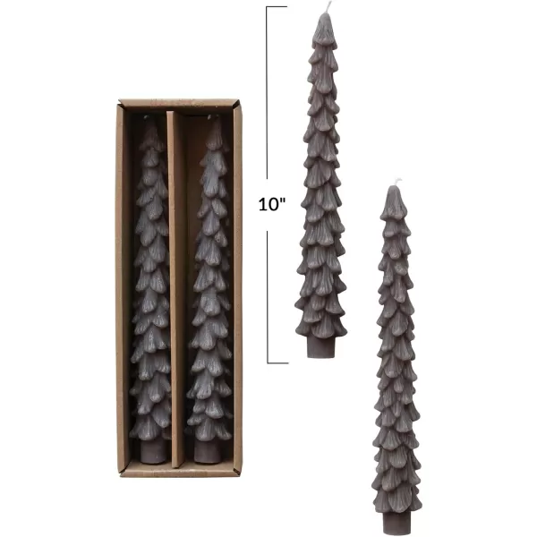 imageCreative CoOp Unscented Textured Tree Shaped Taper Candles in Box Pewter Color Set of 2Pewter