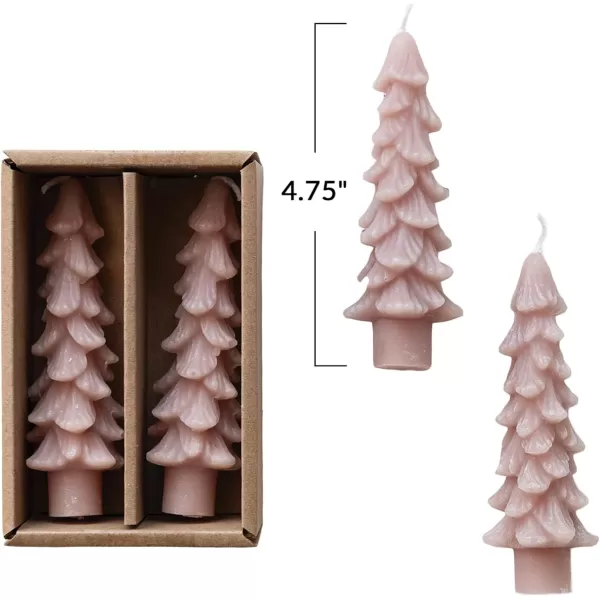 imageCreative CoOp Unscented Textured Tree Shaped Taper Candles in Box Pewter Color Set of 2Taupe