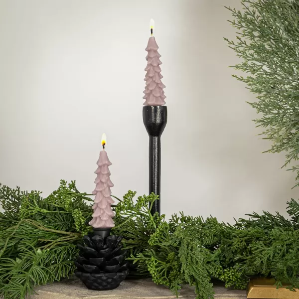 imageCreative CoOp Unscented Textured Tree Shaped Taper Candles in Box Pewter Color Set of 2Taupe