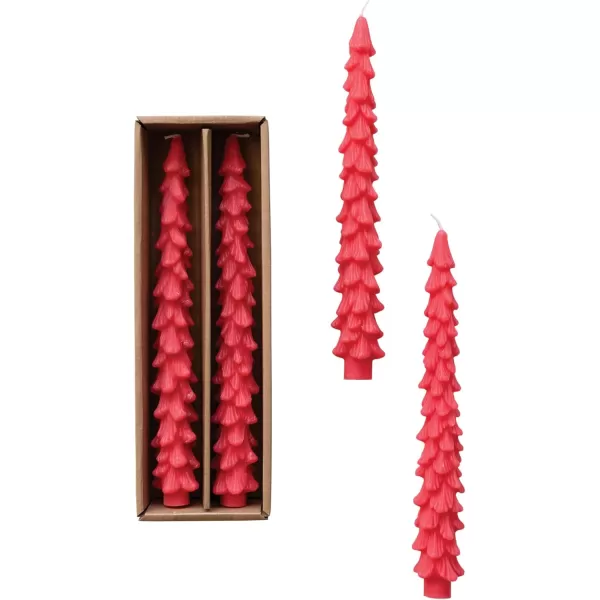 imageCreative CoOp Unscented Textured Tree Shaped Taper Candles in Box Pewter Color Set of 2Watermelon