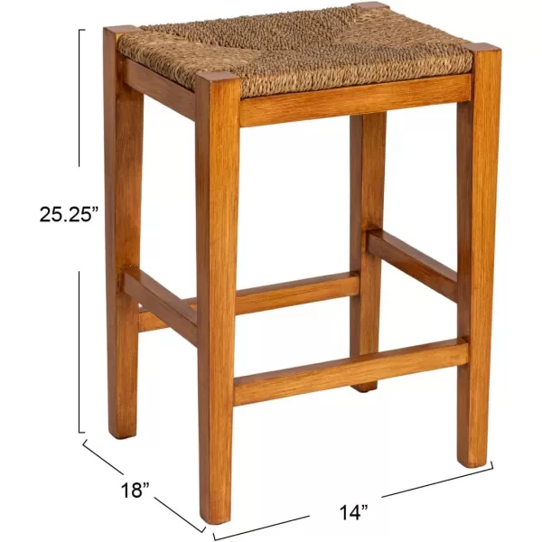 imageCreative CoOp Willowbrook Solid Wood and Natural Woven Seagrass Rope Bar Stool Mahogany Black FinishHoney Walnut Finish