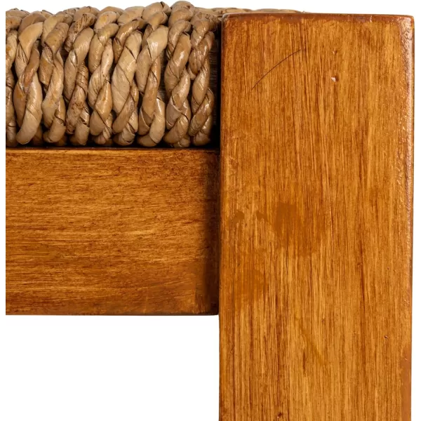 imageCreative CoOp Willowbrook Solid Wood and Natural Woven Seagrass Rope Bar Stool Mahogany Black FinishHoney Walnut Finish