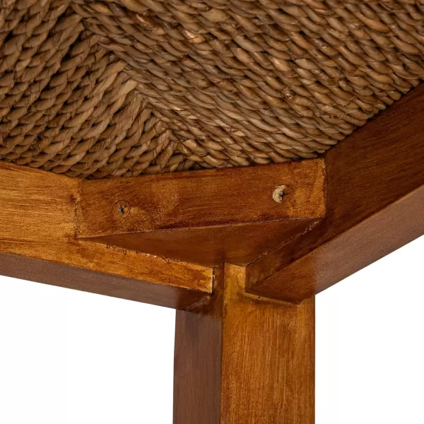 imageCreative CoOp Willowbrook Solid Wood and Natural Woven Seagrass Rope Bar Stool Mahogany Black FinishHoney Walnut Finish