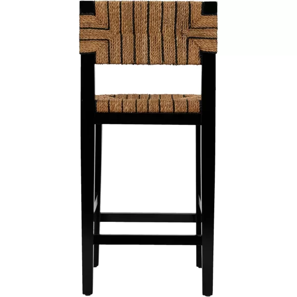 imageCreative CoOp Willowbrook Solid Wood and Natural Woven Seagrass Rope Bar Stool Mahogany Black FinishMahogany Black Finish
