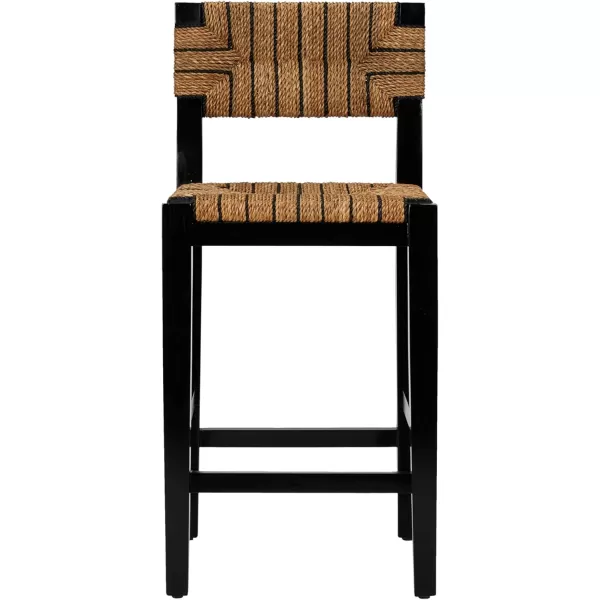 imageCreative CoOp Willowbrook Solid Wood and Natural Woven Seagrass Rope Bar Stool Mahogany Black FinishMahogany Black Finish