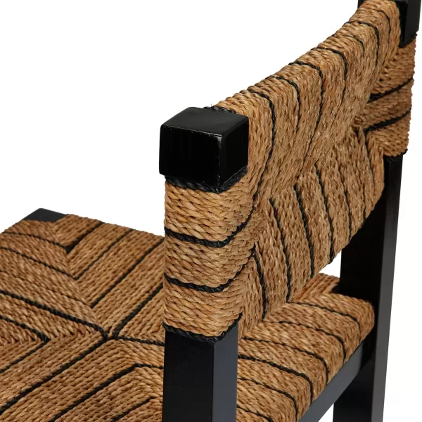 imageCreative CoOp Willowbrook Solid Wood and Natural Woven Seagrass Rope Bar Stool Mahogany Black FinishMahogany Black Finish