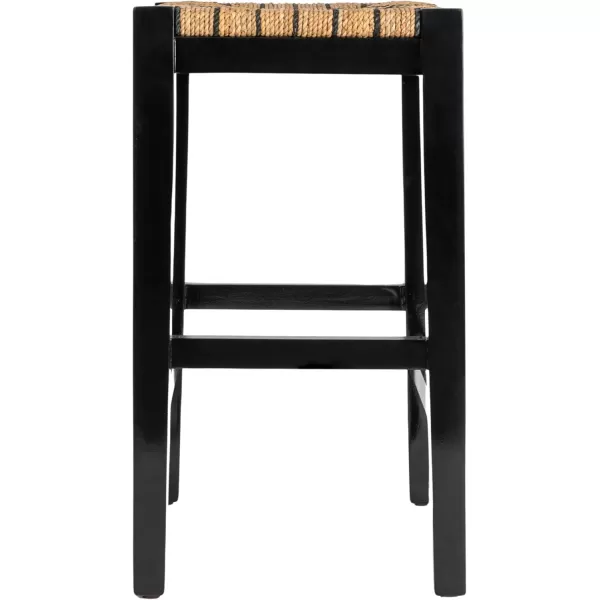 imageCreative CoOp Willowbrook Solid Wood and Natural Woven Seagrass Rope Bar Stool Mahogany Black FinishMahogany Black Finish