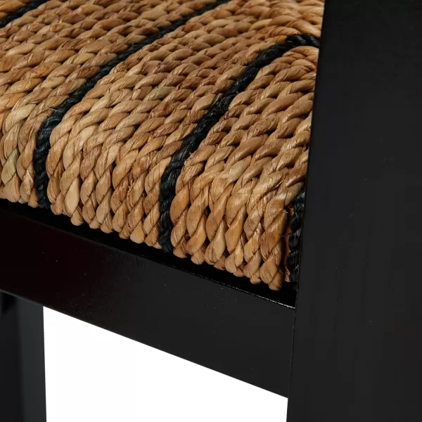 imageCreative CoOp Willowbrook Solid Wood and Natural Woven Seagrass Rope Bar Stool Mahogany Black FinishMahogany Black Finish