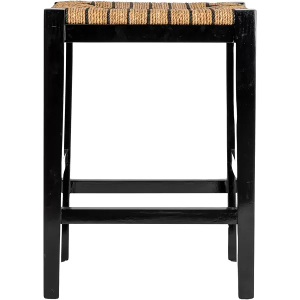 imageCreative CoOp Willowbrook Solid Wood and Natural Woven Seagrass Rope Bar Stool Mahogany Black FinishMahogany Black Finish