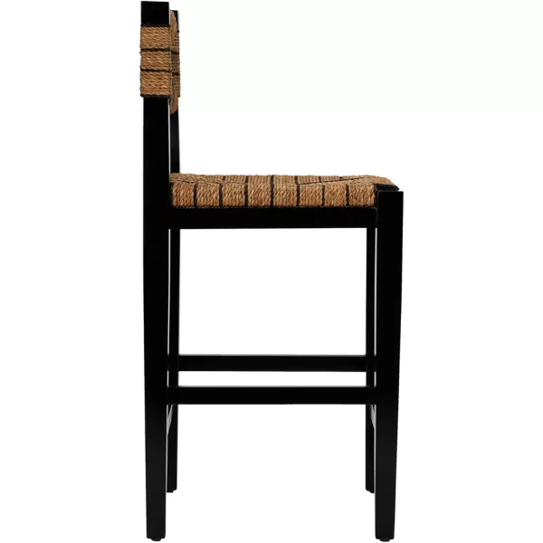 imageCreative CoOp Willowbrook Solid Wood and Natural Woven Seagrass Rope Bar Stool Mahogany Black FinishMahogany Black Finish
