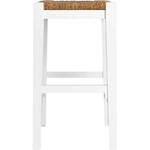 imageCreative CoOp Willowbrook Solid Wood and Natural Woven Seagrass Rope Bar Stool Mahogany Black FinishMatte White Finish