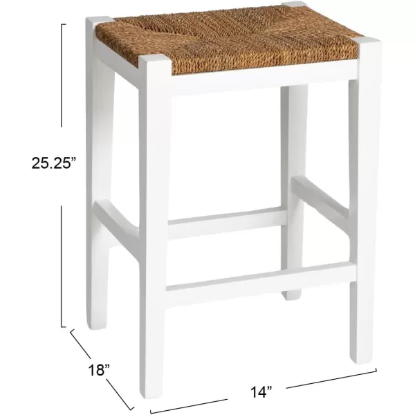 imageCreative CoOp Willowbrook Solid Wood and Natural Woven Seagrass Rope Bar Stool Mahogany Black FinishMatte White Finish