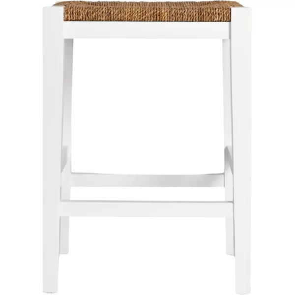imageCreative CoOp Willowbrook Solid Wood and Natural Woven Seagrass Rope Bar Stool Mahogany Black FinishMatte White Finish