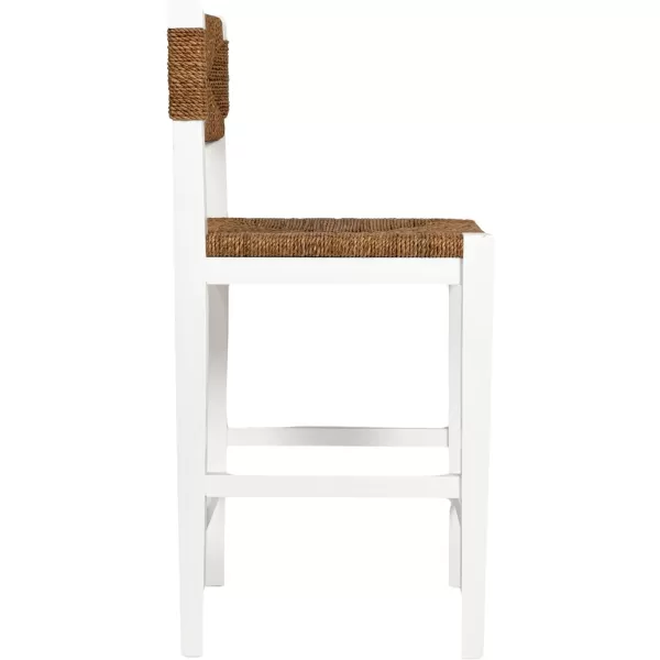 imageCreative CoOp Willowbrook Solid Wood and Natural Woven Seagrass Rope Bar Stool Mahogany Black FinishMatte White Finish