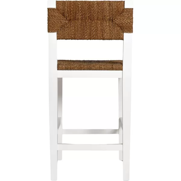 imageCreative CoOp Willowbrook Solid Wood and Natural Woven Seagrass Rope Bar Stool Mahogany Black FinishMatte White Finish