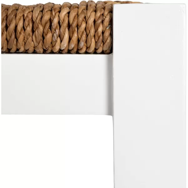 imageCreative CoOp Willowbrook Solid Wood and Natural Woven Seagrass Rope Bar Stool Mahogany Black FinishMatte White Finish