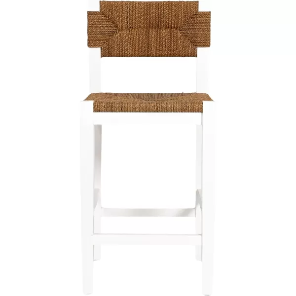 imageCreative CoOp Willowbrook Solid Wood and Natural Woven Seagrass Rope Bar Stool Mahogany Black FinishMatte White Finish