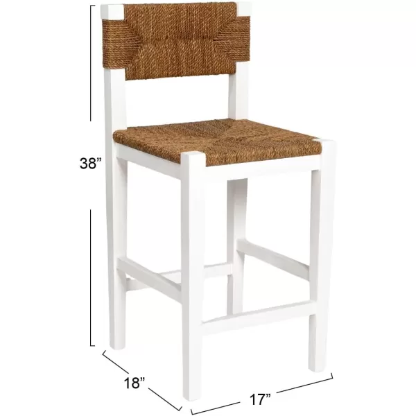 imageCreative CoOp Willowbrook Solid Wood and Natural Woven Seagrass Rope Bar Stool Mahogany Black FinishMatte White Finish