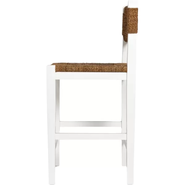 imageCreative CoOp Willowbrook Solid Wood and Natural Woven Seagrass Rope Bar Stool Mahogany Black FinishMatte White Finish