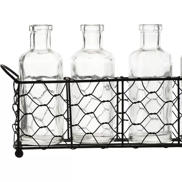 imageCreative CoOp Wire Holder with 5 Glass Vase Bottles