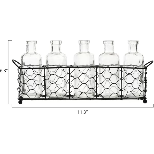 imageCreative CoOp Wire Holder with 5 Glass Vase Bottles