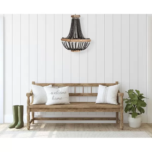 imageCreative CoOp Wood ampamp Metal Framed Chandelier with Wood Bead DrapingBlack
