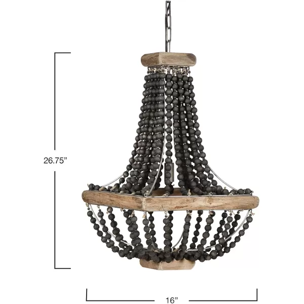 imageCreative CoOp Wood ampamp Metal Framed Chandelier with Wood Bead DrapingBlack
