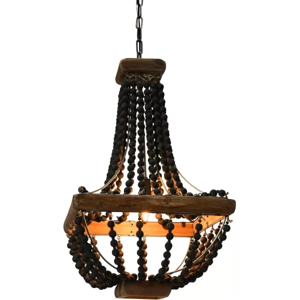 imageCreative CoOp Wood ampamp Metal Framed Chandelier with Wood Bead DrapingBlack