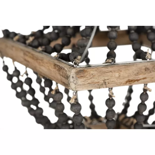 imageCreative CoOp Wood ampamp Metal Framed Chandelier with Wood Bead DrapingBlack