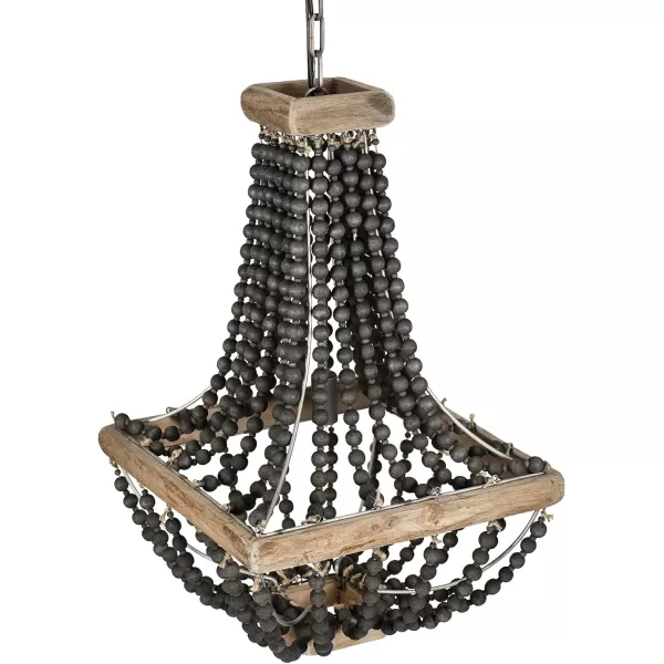 imageCreative CoOp Wood ampamp Metal Framed Chandelier with Wood Bead DrapingBlack