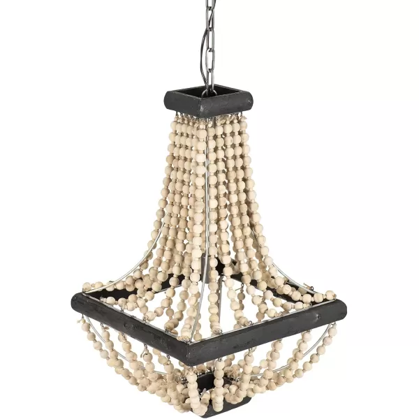 imageCreative CoOp Wood ampamp Metal Framed Chandelier with Wood Bead DrapingCream