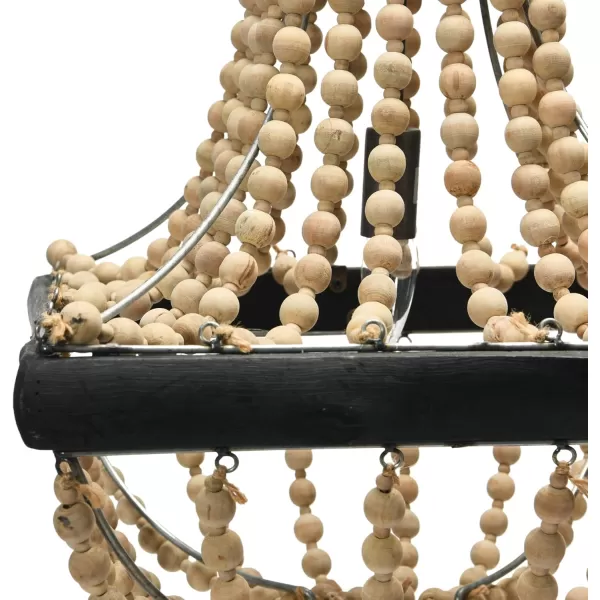 imageCreative CoOp Wood ampamp Metal Framed Chandelier with Wood Bead DrapingCream