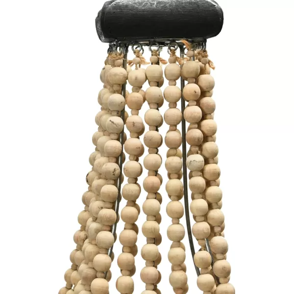 imageCreative CoOp Wood ampamp Metal Framed Chandelier with Wood Bead DrapingCream