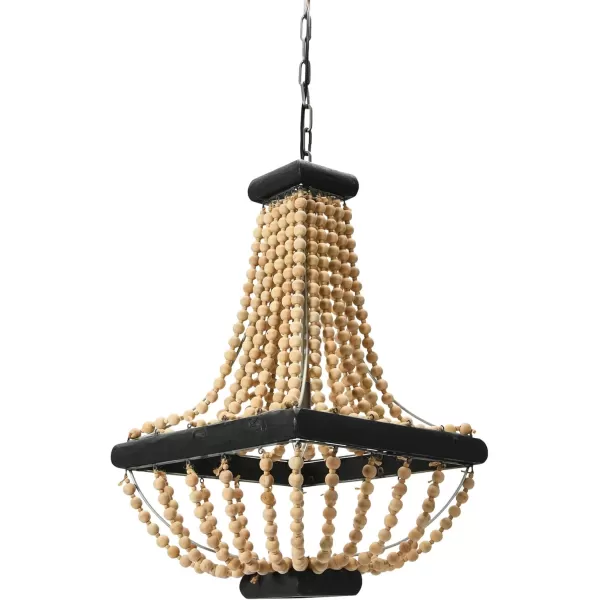 imageCreative CoOp Wood ampamp Metal Framed Chandelier with Wood Bead DrapingCream