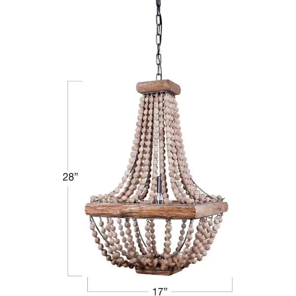 imageCreative CoOp Wood ampamp Metal Framed Chandelier with Wood Bead DrapingNatural