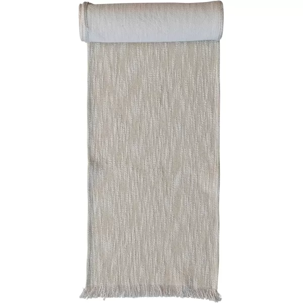 imageCreative CoOp Woven Cotton Slub Table Runner with Metallic Gold Thread and Fringe Natural