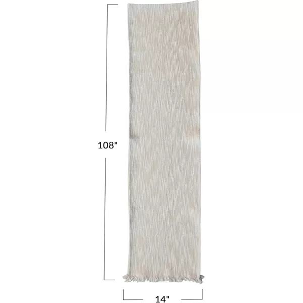 imageCreative CoOp Woven Cotton Slub Table Runner with Metallic Gold Thread and Fringe Natural