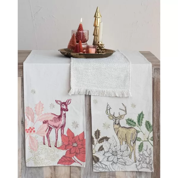 imageCreative CoOp Woven Cotton Table Runner with Metallic Gold Thread and Fringe Natural